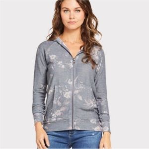 CHASER Gray Floral Knit Full Zip Hoodie Size Small